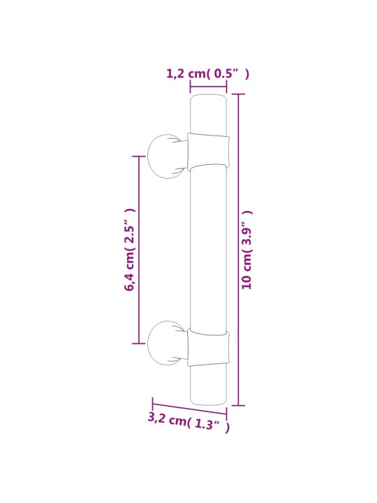 Kaapin kahvat 20 kpl hopea 64 mm ruostumaton teräs