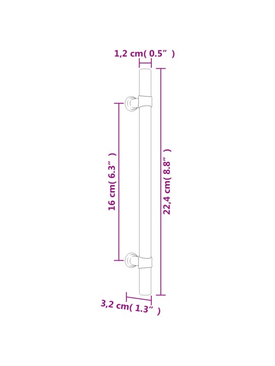 Kaapin kahvat 20 kpl hopea 160 mm ruostumaton teräs