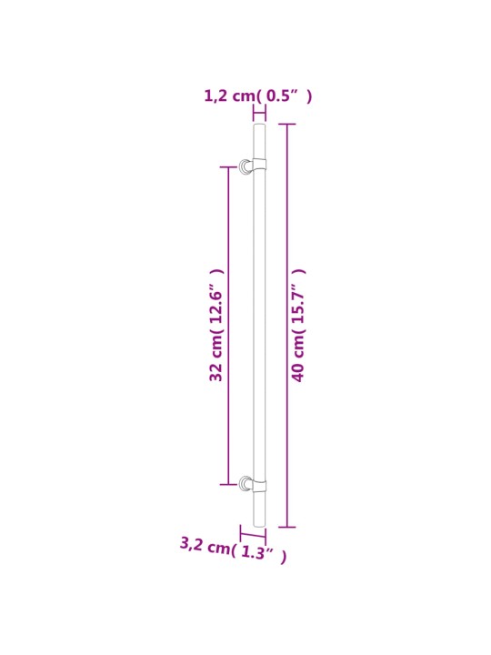 Kaapin kahvat 20 kpl hopea 320 mm ruostumaton teräs