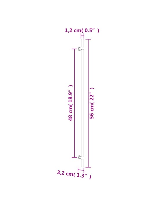 Kaapin kahvat 20 kpl hopea 480 mm ruostumaton teräs