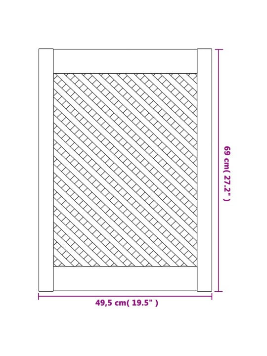 Kaapin ovet ristikkomuotoilu 2 kpl 49,5x69 cm täysi mänty