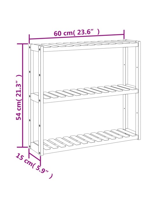 Kylpyhuonehylly 3 kerrosta seinäasennettava 60x15x54 cm bambu