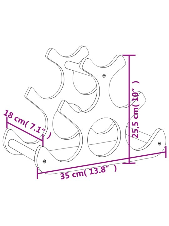 Viinipulloteline 6 pullolle 35x18x25,5 cm bambu