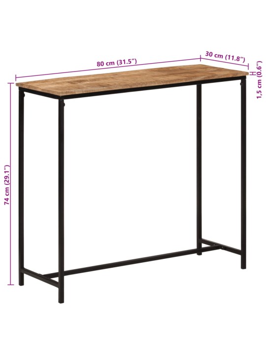 Konsolipöytä 80x30x74 cm täysi mangopuu ja rauta