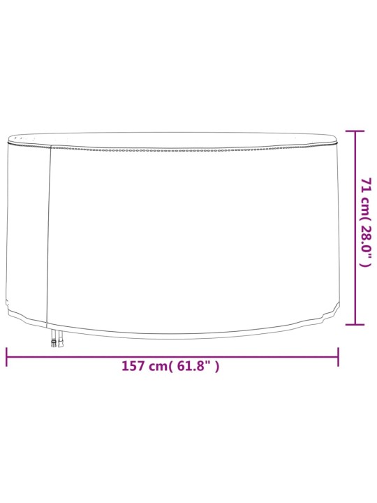 Puutarhakalusteiden suoja pyöreä musta Ø 157x71 cm 420D Oxford