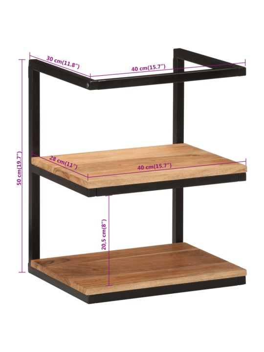 Seinähylly 40x30x50 cm täysi akasiapuu ja rauta