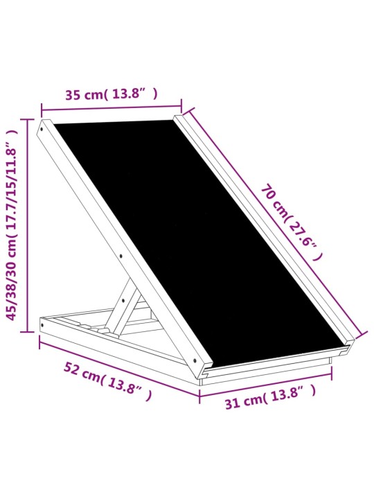 Koiran ramppi harmaa 70x35 cm täysi kuusi