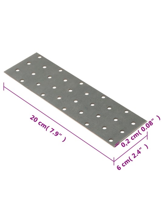 Reikälevyt 40 kpl 2 mm 200x60 mm galvanoitu teräs