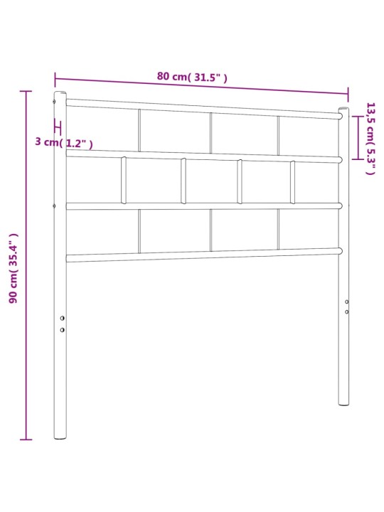 Metallinen sängynpääty musta 75 cm