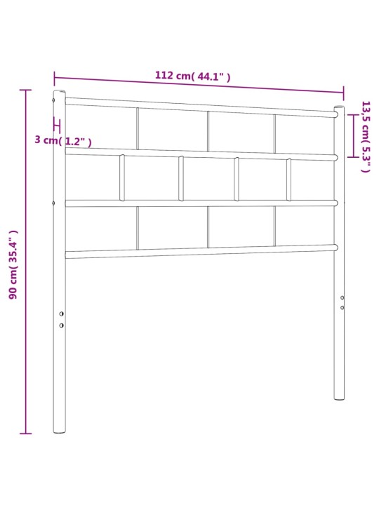 Metallinen sängynpääty musta 107 cm