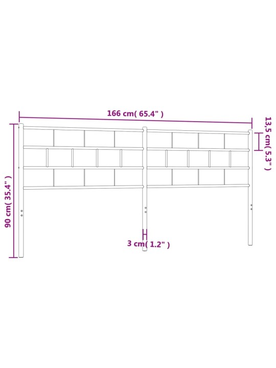 Metallinen sängynpääty musta 160 cm