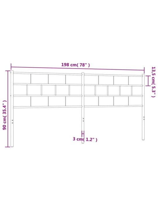 Metallinen sängynpääty musta 193 cm