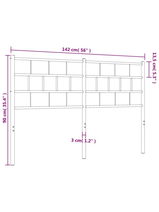 Metallinen sängynpääty valkoinen 135 cm