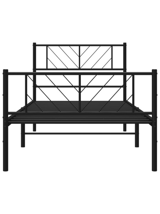 Metallinen sängynrunko päädyillä musta 100x200 cm
