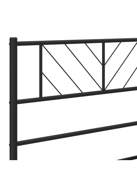 Metallinen sängynrunko päädyillä musta 100x200 cm