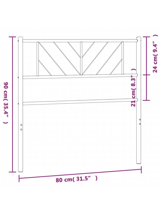 Metallinen sängynpääty musta 75 cm