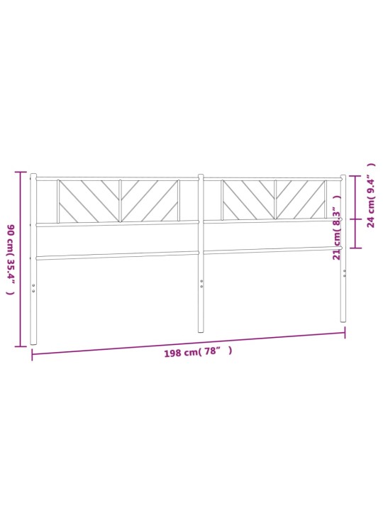 Metallinen sängynpääty musta 193 cm