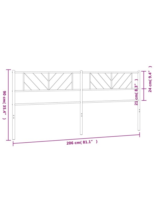 Metallinen sängynpääty musta 200 cm