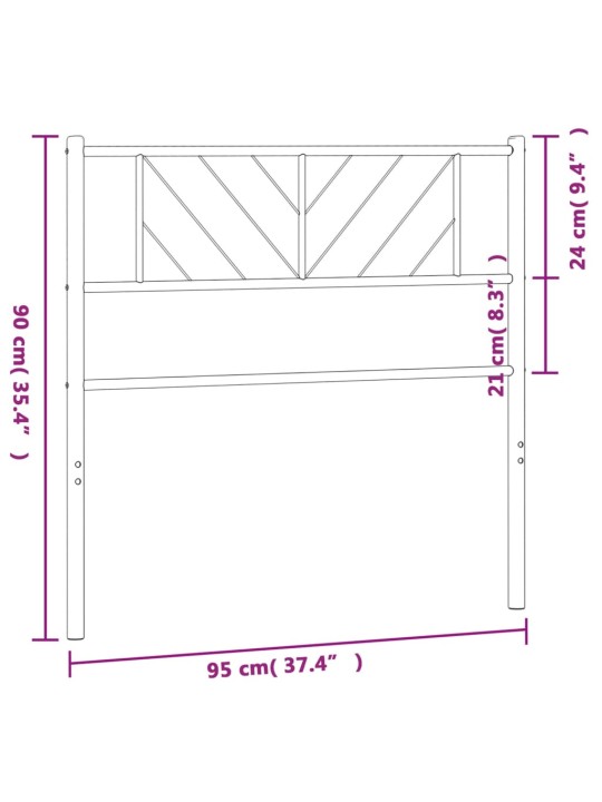 Metallinen sängynpääty valkoinen 90 cm