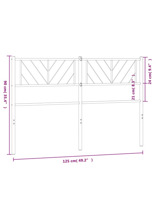 Metallinen sängynpääty valkoinen 120 cm