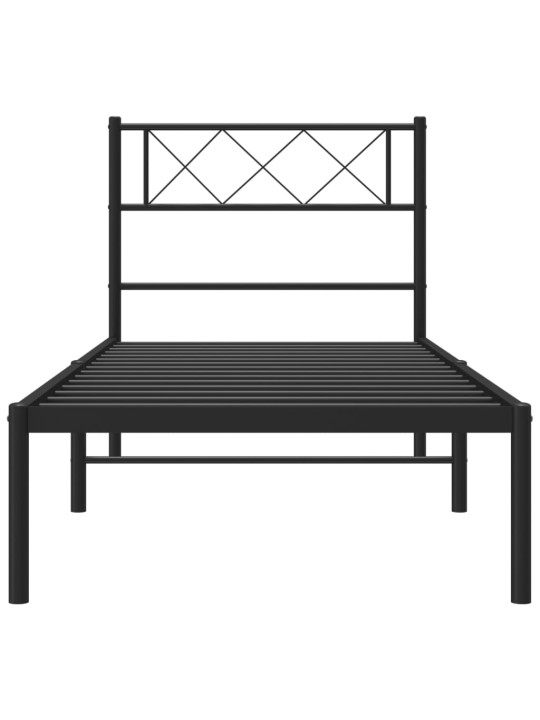 Metallinen sängynrunko päädyllä musta 100x200 cm