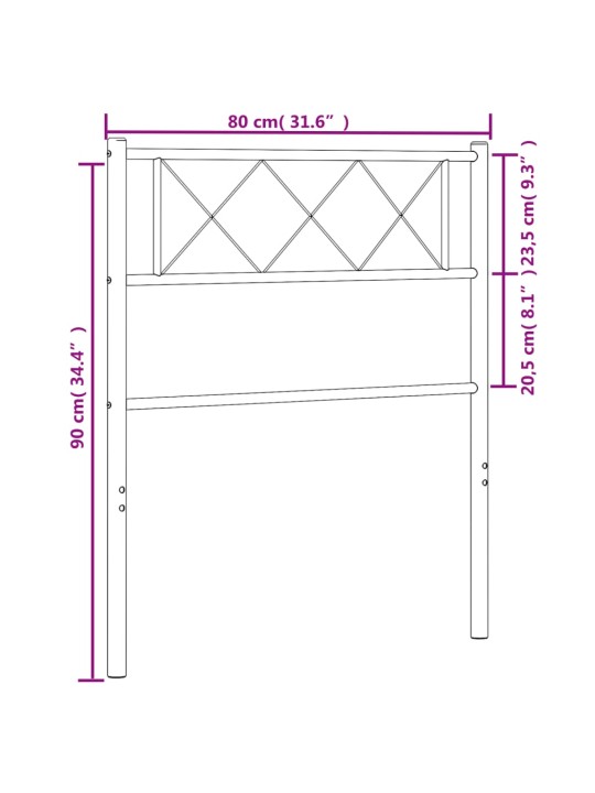 Metallinen sängynpääty musta 75 cm