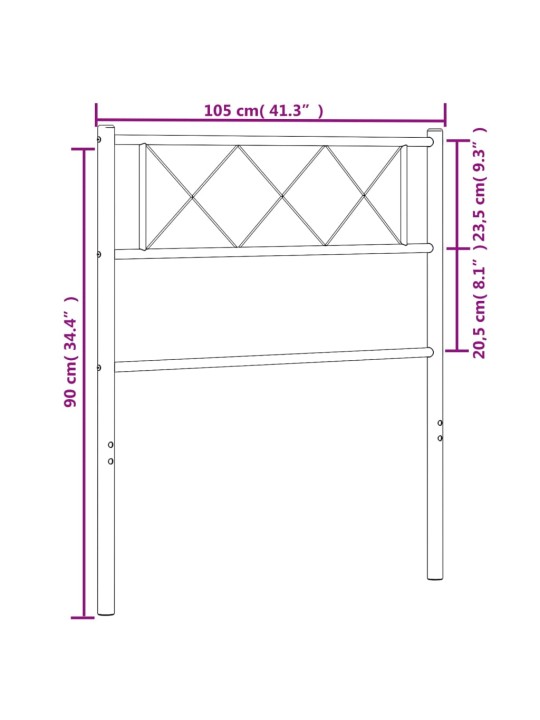 Metallinen sängynpääty musta 100 cm