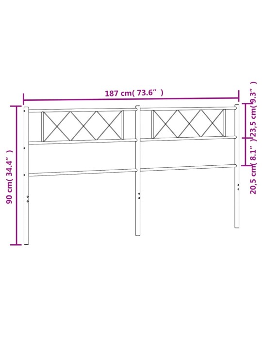 Metallinen sängynpääty musta 180 cm