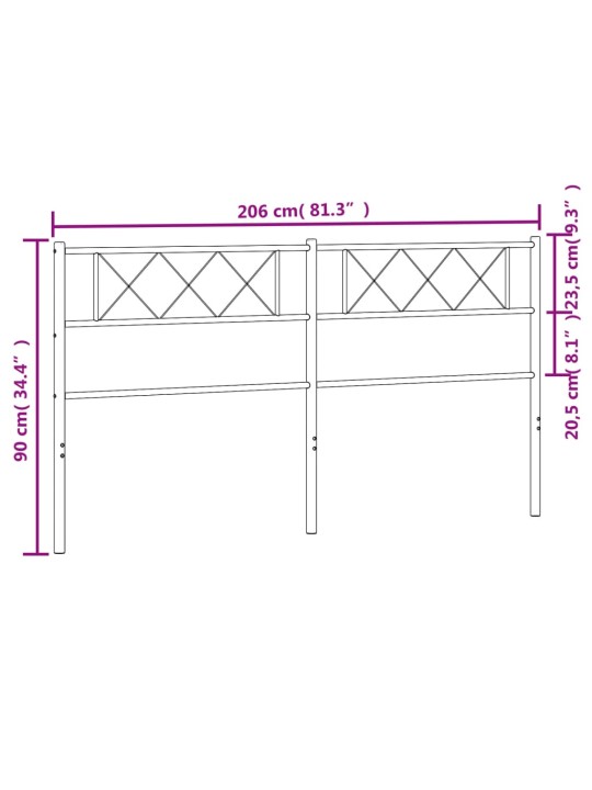 Metallinen sängynpääty musta 200 cm