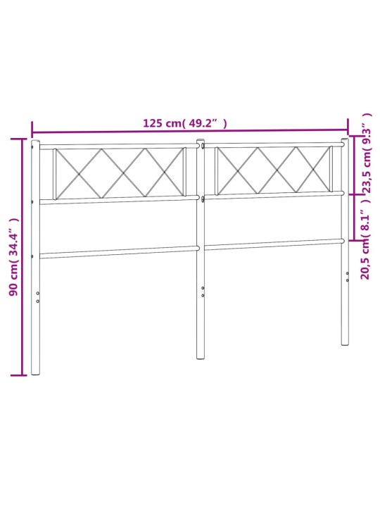 Metallinen sängynpääty valkoinen 120 cm