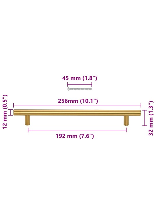 Kaapin kahvat 5 kpl kulta 192 mm ruostumaton teräs