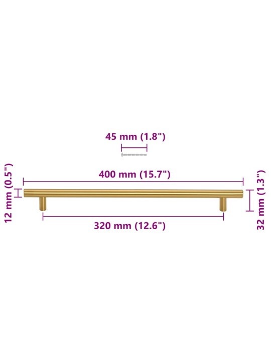 Kaapin kahvat 5 kpl kulta 320 mm ruostumaton teräs