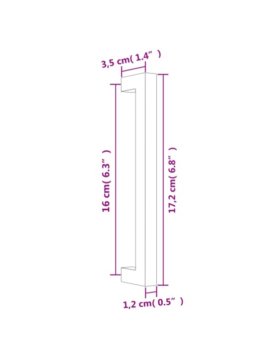 Kaapin kahvat 10 kpl kulta 160 mm ruostumaton teräs