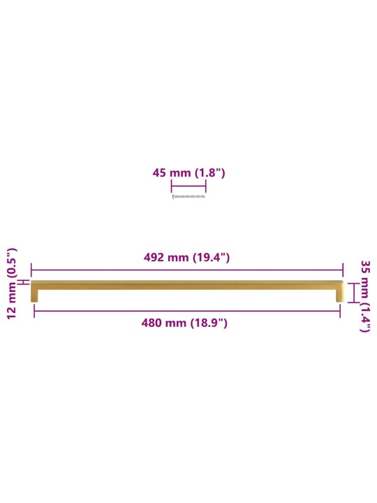 Kaapin kahvat 5 kpl kulta 480 mm ruostumaton teräs