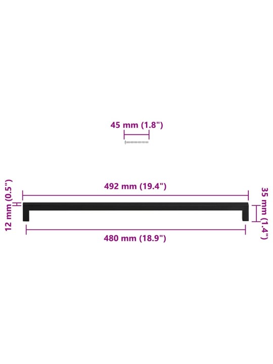 Kaapin kahvat 5 kpl musta 480 mm ruostumaton teräs