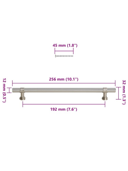 Kaapin kahvat 5 kpl hopea 192 mm ruostumaton teräs