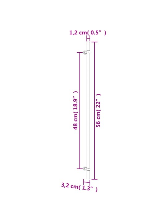 Kaapin kahvat 5 kpl hopea 480 mm ruostumaton teräs