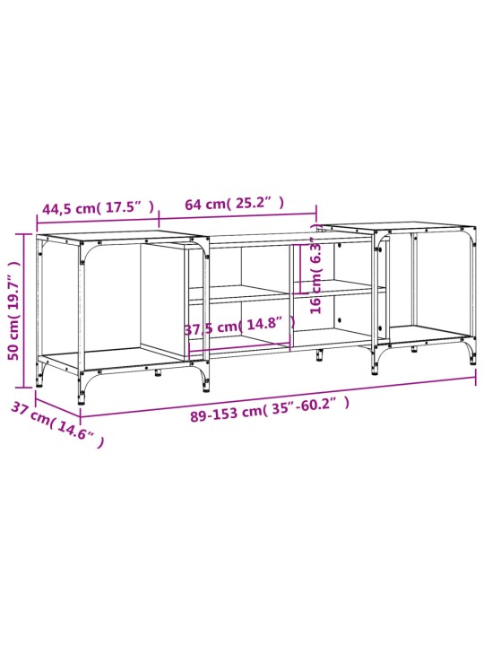 TV-taso Sonoma-tammi 153x37x50 cm tekninen puu