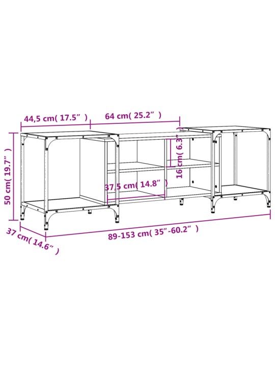 TV-taso ruskea tammi 153x37x50 cm tekninen puu