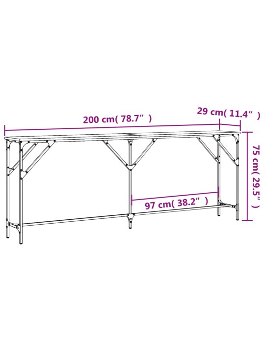 Konsolipöytä savutammi 200x29x75 cm tekninen puu