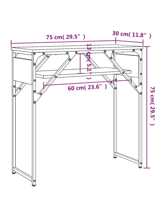 Konsolipöytä hyllyllä musta 75x30x75 cm tekninen puu