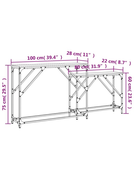 Sarjakonsolipöydät 2 kpl ruskea tammi tekninen puu