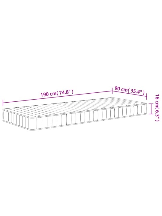 Vaahtomuovipatja medium pehmeä 90x190 cm yhden hengen