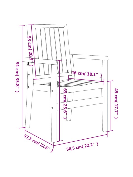 Pinottavat puutarhatuolit 8 kpl 56,5x57,5x91 täysi tiikki