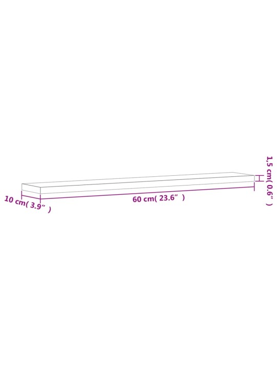 Seinähyllyt 4 kpl savutammi 60x10x1,5 cm tekninen puu