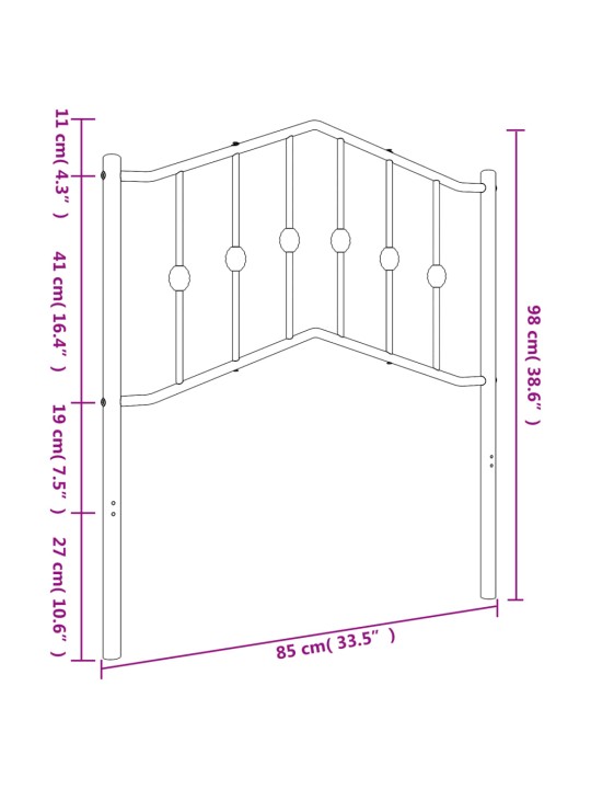 Metallinen sängynpääty musta 80 cm