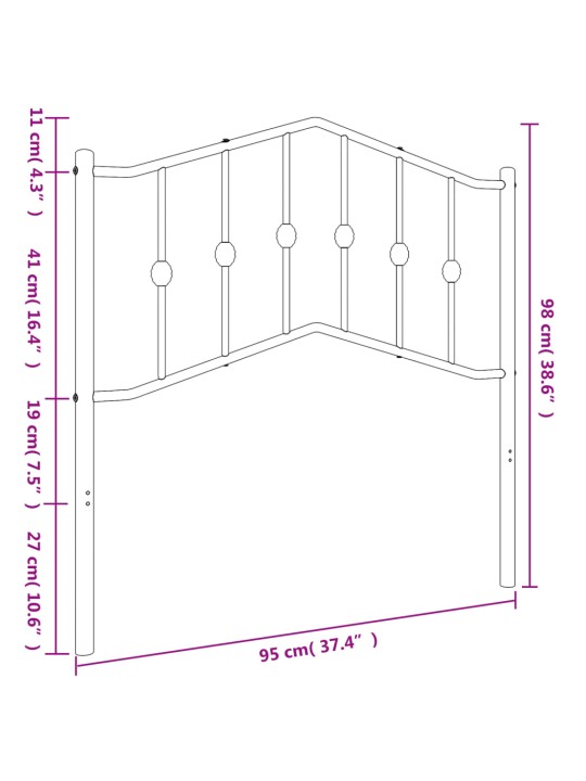 Metallinen sängynpääty musta 90 cm