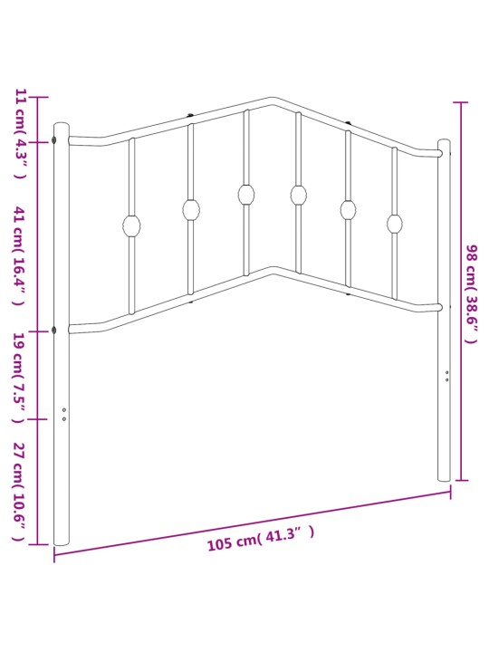 Metallinen sängynpääty musta 100 cm