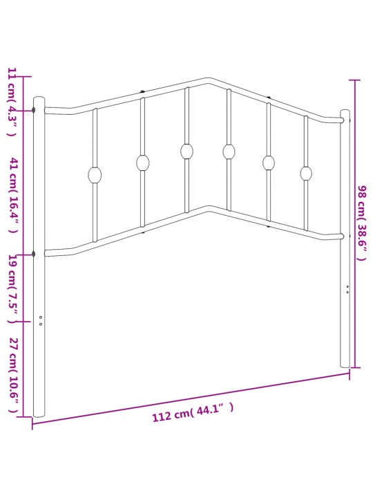 Metallinen sängynpääty musta 107 cm