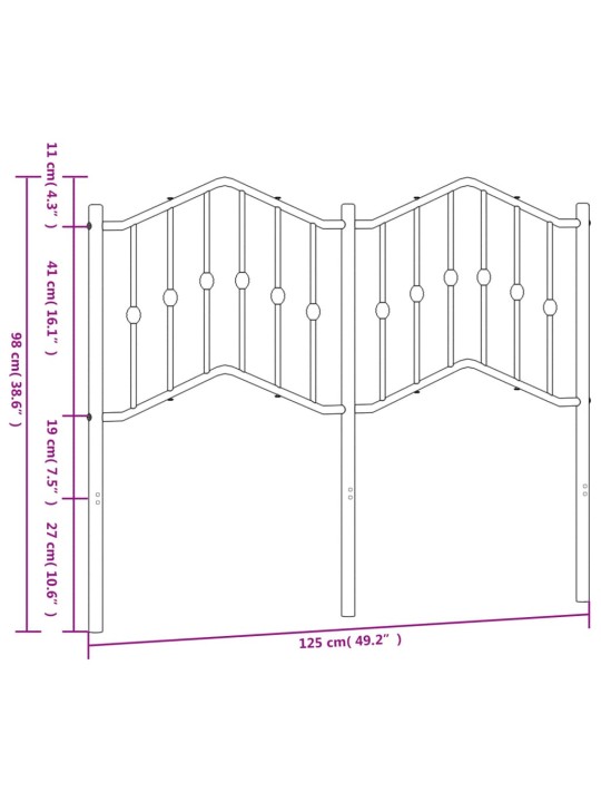 Metallinen sängynpääty musta 120 cm